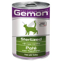 Влажный корм Gemon Cat Sterilized для стерилизованных кошек, паштет из индейки, консервы 400 г Влажный корм Gemon Cat Sterilized для стерилизованных кошек, паштет из индейки, консервы 400 г