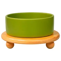 Миска Mr.Kranch Bamboo керамическая зеленая на бамбуковой подставке 850 мл Миска Mr.Kranch Bamboo керамическая зеленая на бамбуковой подставке 850 мл