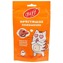 Лакомство TiTBiT Хрустящие подушечки Biff для кошек с паштетом из курицы 60 г