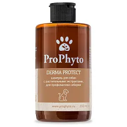 Жидкий шампунь ProPhyto DERMA PROTECT SHAMPOO для собак с растительными экстрактами против перхоти и себореи, 250 мл