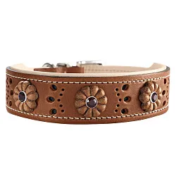Hunter ошейник для собак Virginia Rose 50 (37-44 см) кожа, св.коричневый СКИДКА 35%