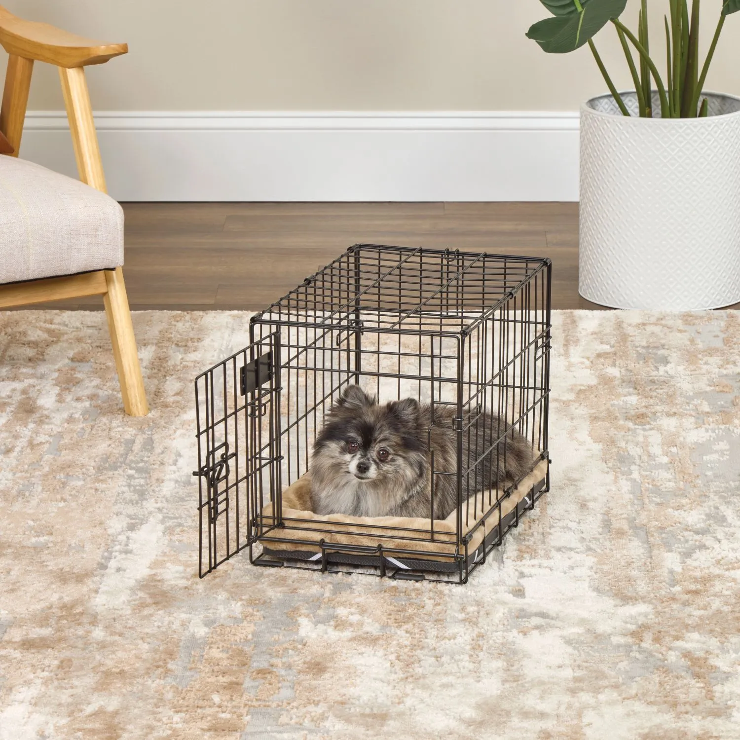 Лежанка MidWest Deluxe Wave Bed для собак и кошек меховая 41х30х6,5 см, цвет песочный