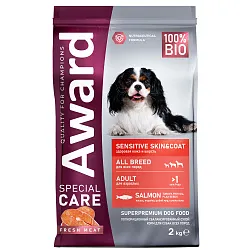 Сухой корм AWARD SPECIAL CARE Sensitive Skin&Coat для взрослых собак всех пород для здоровой кожи и шерсти со свежим лососем 2кг