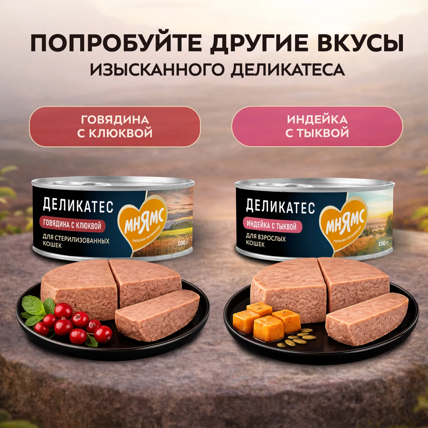 Влажный корм Мнямс Деликатес Телятина с овощами для котят старше 1 месяца "Паштет по-бельгийски" 100 г