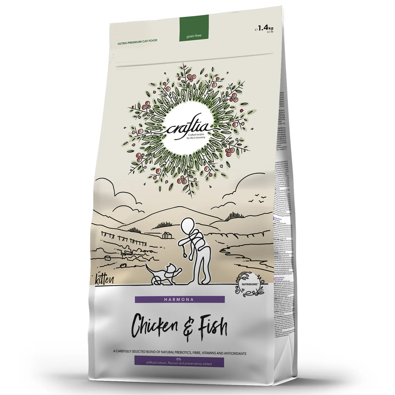 Сухой корм CRAFTIA HARMONA для котят из курицы и рыбы 1,4 кг
