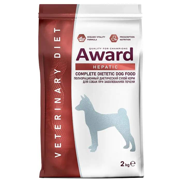 Диетический корм AWARD VETERINARY DIET HEPATIC для взрослых собак при заболеваниях печени 2 кг
