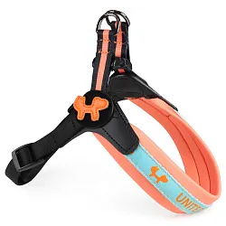 Шлейка United Pets для собак Complete me 1,5 x 34-42 см, оранжевая с голубым