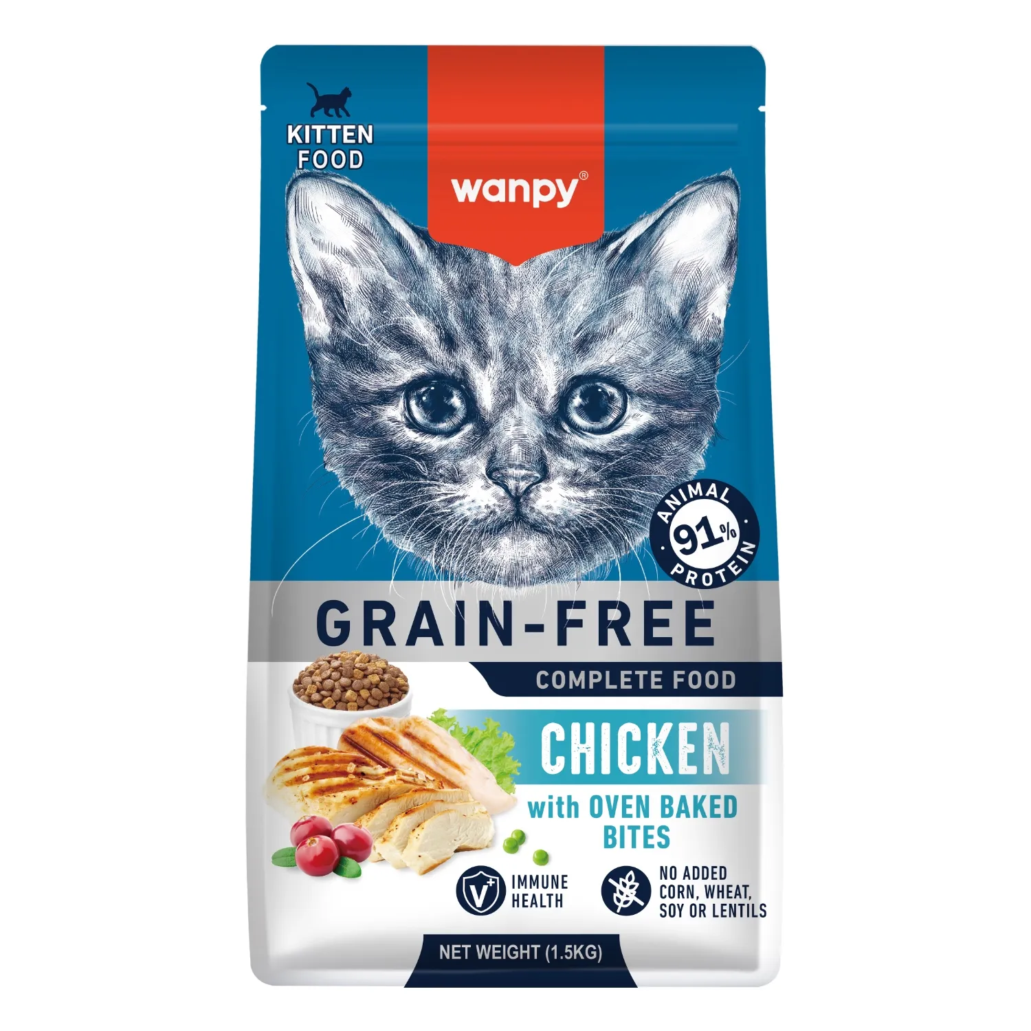 Сухой корм Wanpy Cat беззерновой с курицей для котят 1,5 кг