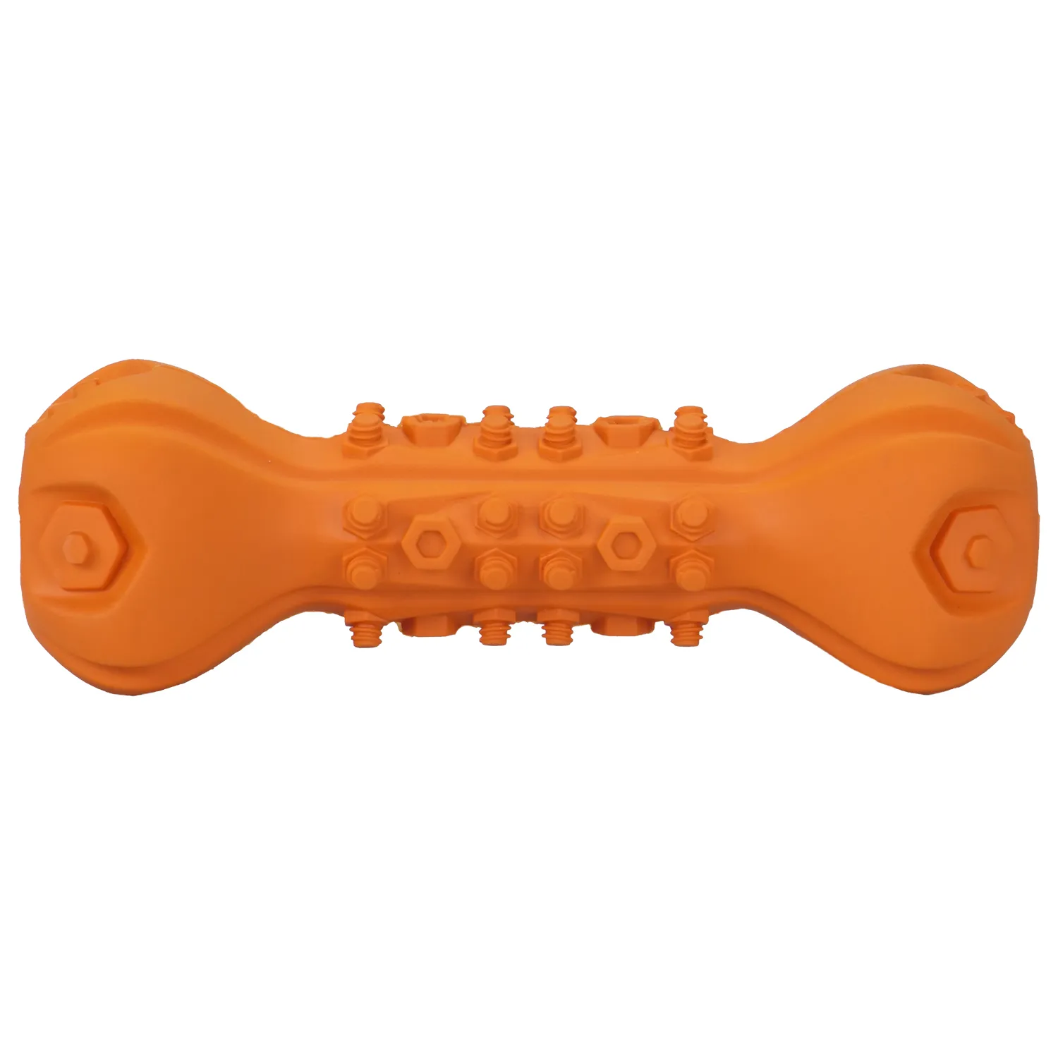 Игрушка Mr.Kranch для собак Гантель дентальная и пищалкой 22 см оранжевая с ароматом бекона