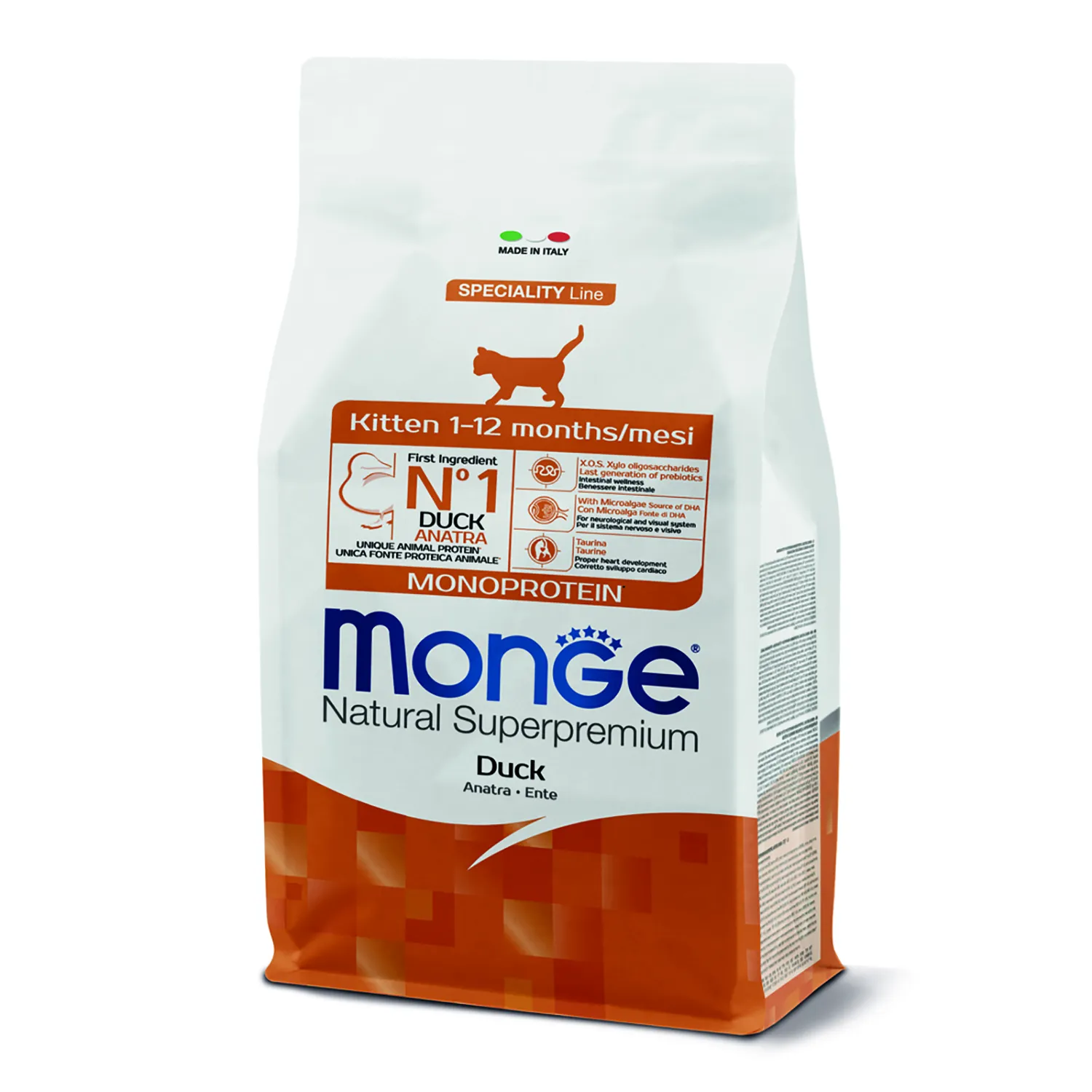 Сухой корм Monge Cat Speciality Line Monoprotein для котят и беременных кошек, из утки 1,5 кг