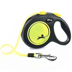 flexi рулетка Neon New L (до 50 кг) лента 5 м, светоотражающая, желтый неон flexi рулетка Neon New L (до 50 кг) лента 5 м, светоотражающая, желтый неон