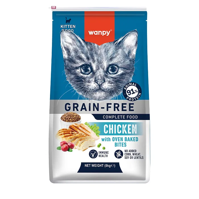 Сухой корм Wanpy Cat беззерновой с курицей для котят 8 кг