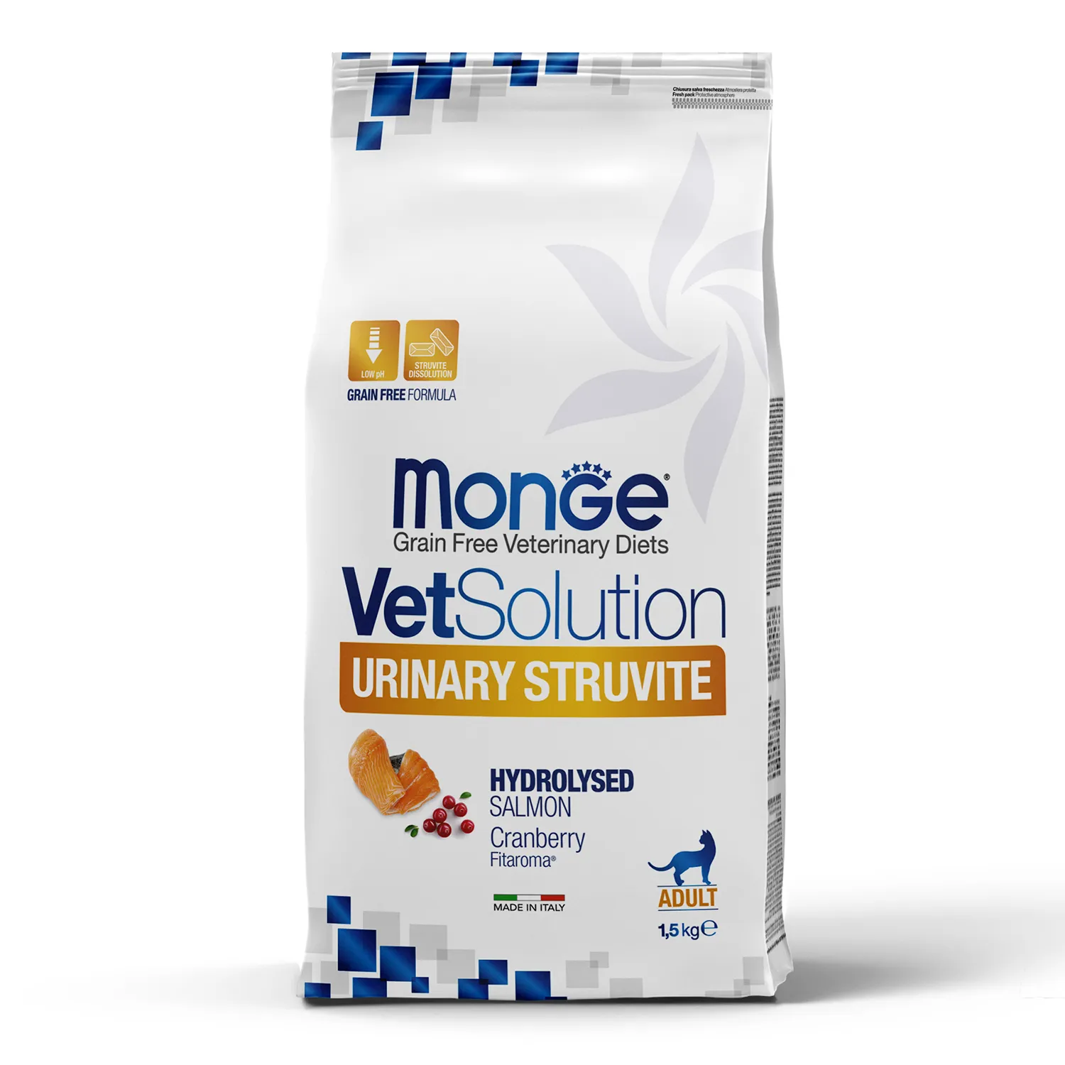 Диетический корм Monge VetSolution Cat Urinary Struvite Уринари Струвит при заболеваниях мочеполовой системы и струвитном течении МКБ 1,5 кг