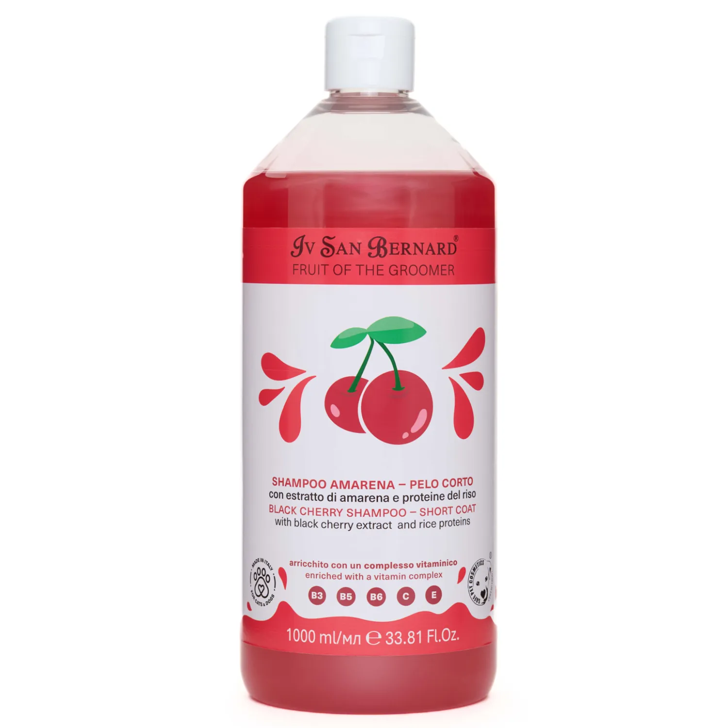 ISB Fruit of the Groomer Black Cherry шампунь для короткой шерсти с протеинами риса 1000 мл