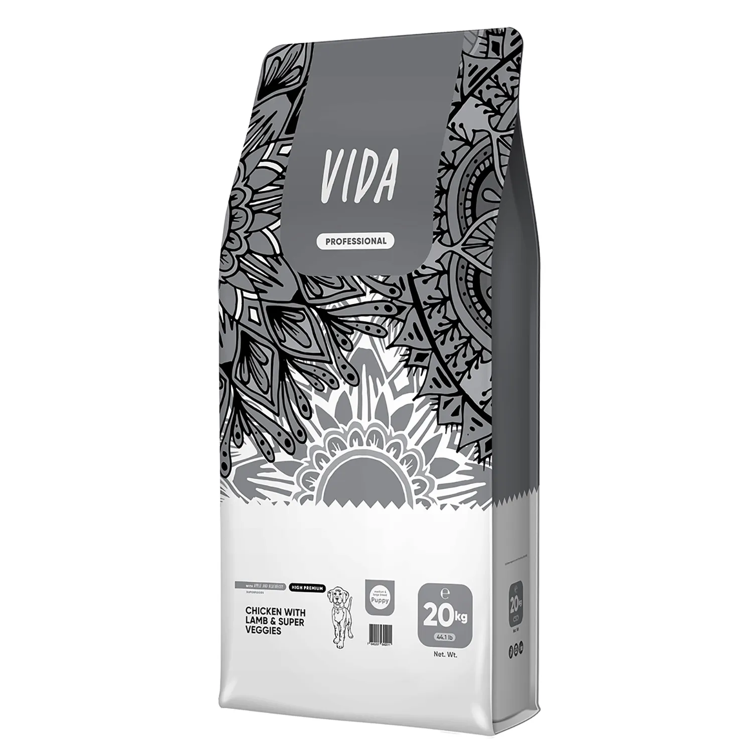 Сухой корм VIDA PROFESSIONAL HIGH PREMIUM для щенков средних и крупных пород курица с ягненком и овощами 20 кг