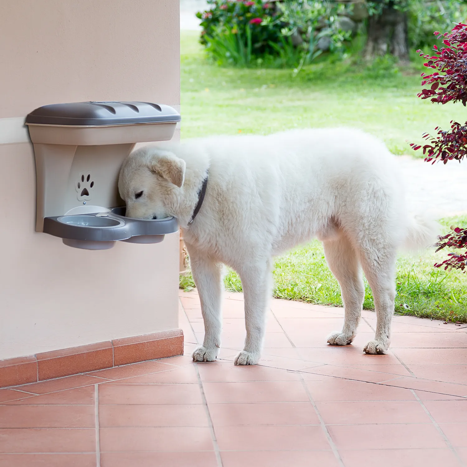 BAMA PET миска для собак настенная двойная MAXI 2200 мл 50х29х52h см, бежевая СКИДКА 50%