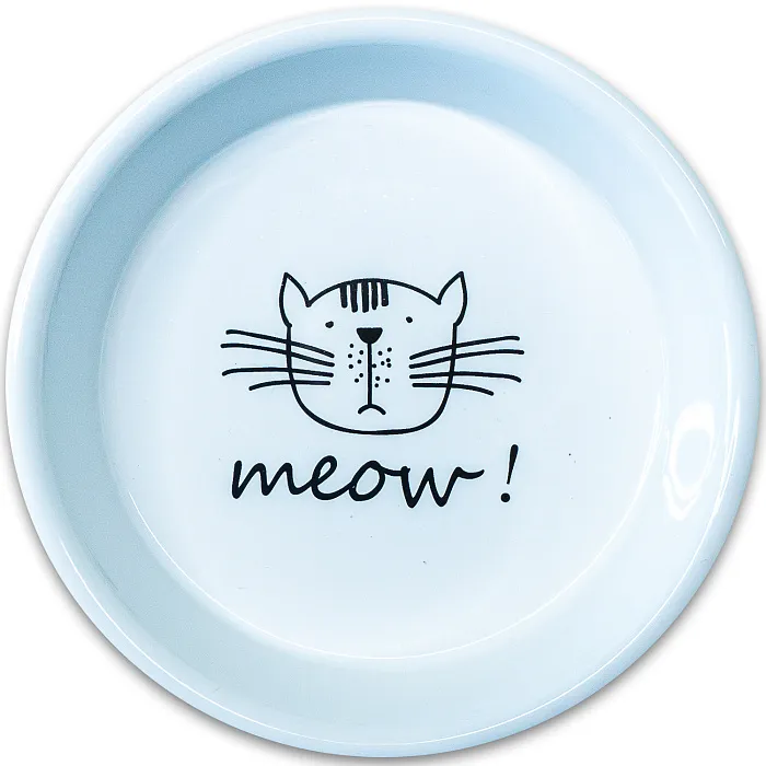 Миска Mr.Kranch керамическая для кошек MEOW! 200 мл белая