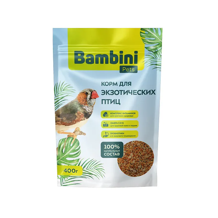 Корм Bambini Pets для экзотических птиц, 400 г