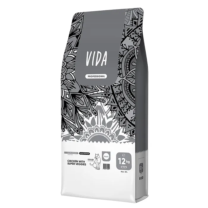 Сухой корм VIDA PROFESSIONAL HIGH PREMIUM для взрослых стерилизованных кошек из курицы с овощами 12 кг