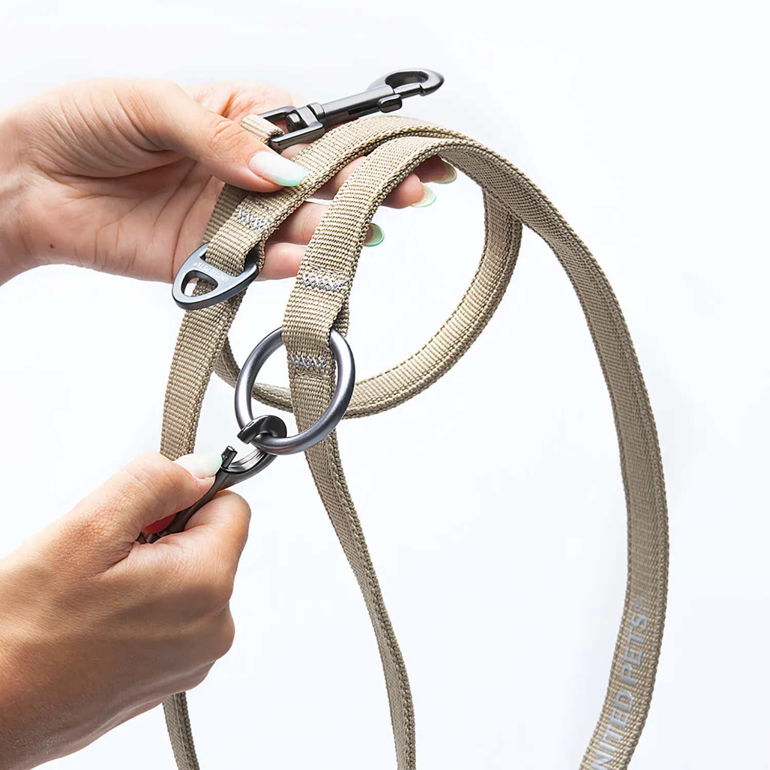 Поводок-перестежка United Pets для собак Citylife 2 х 200 см бежевый