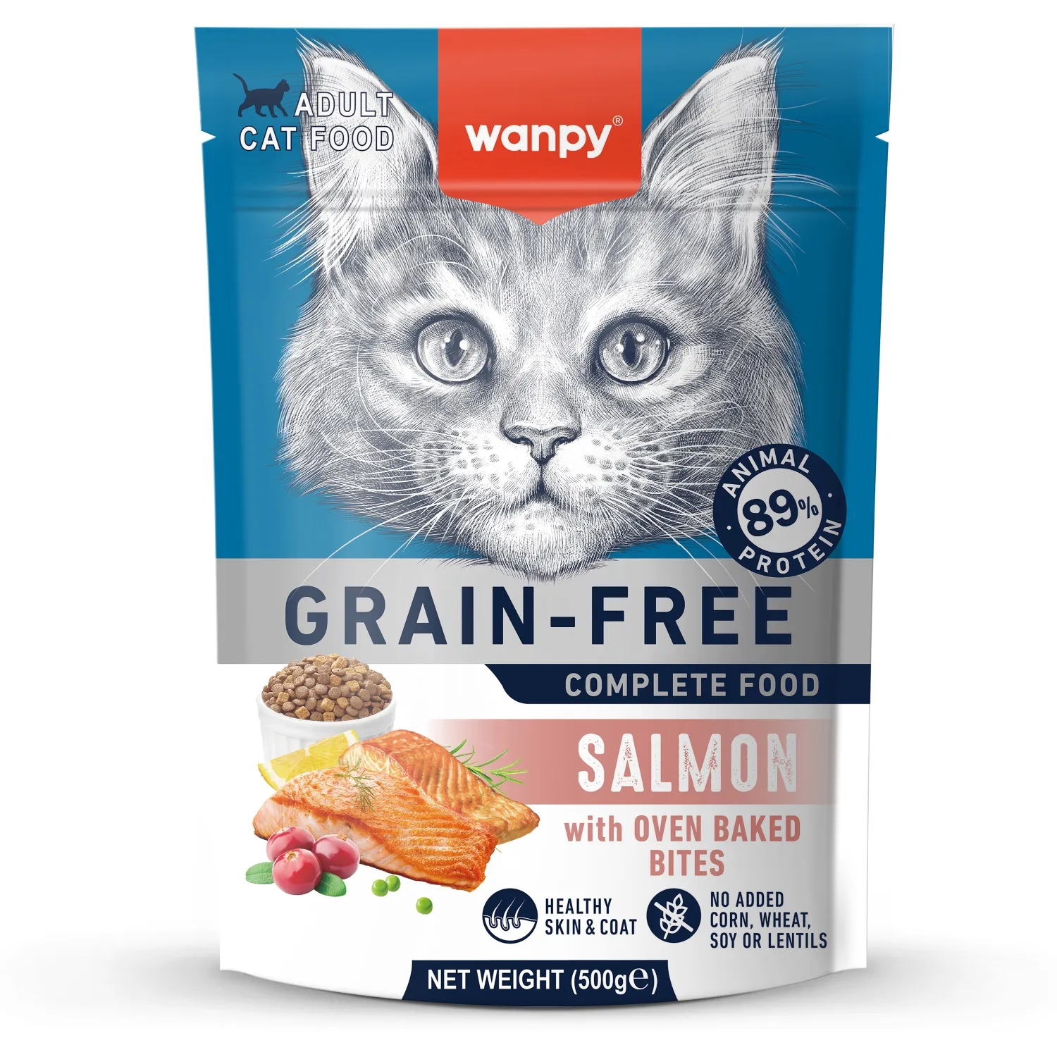 Сухой корм Wanpy Cat беззерновой с лососем для взрослых кошек 500 г
