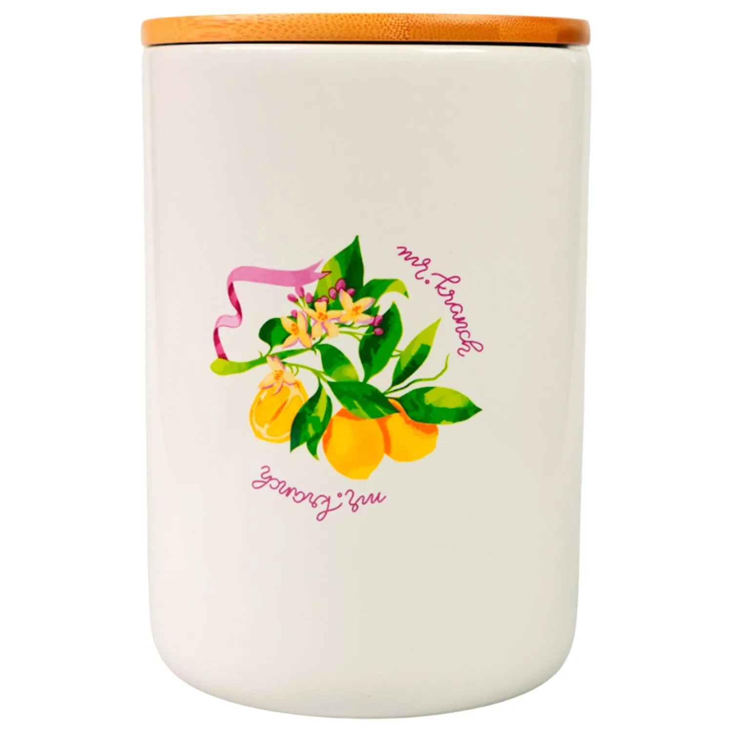 Бокс Mr.Kranch керамический для хранения корма для собак Лимоны из Прованса 1900 мл белый