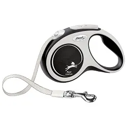 flexi рулетка NEW LINE Comfort S (до 15 кг) лента 5 м серый/черный