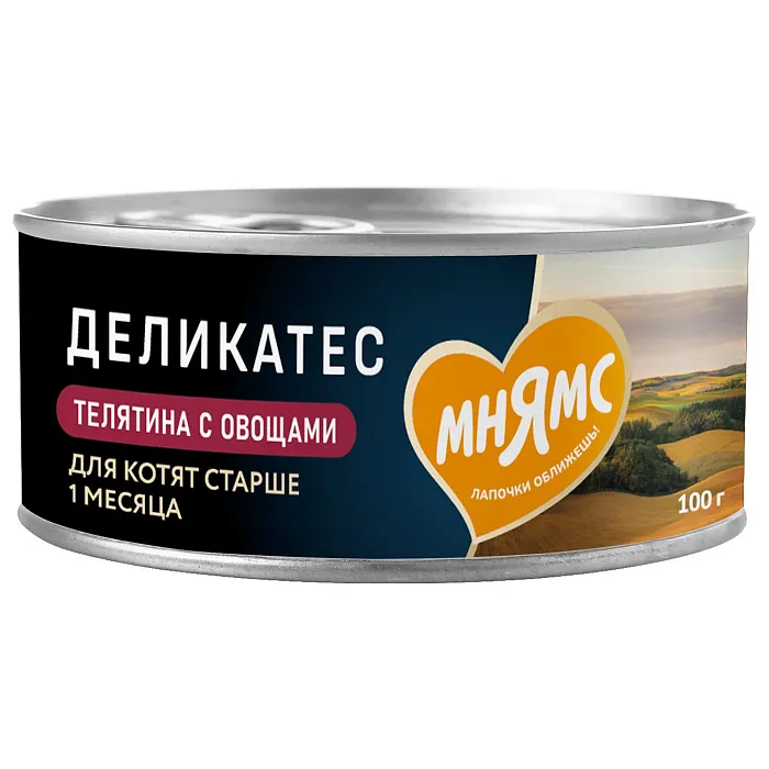 Влажный корм Мнямс Деликатес Телятина с овощами для котят старше 1 месяца "Паштет по-бельгийски" 100 г