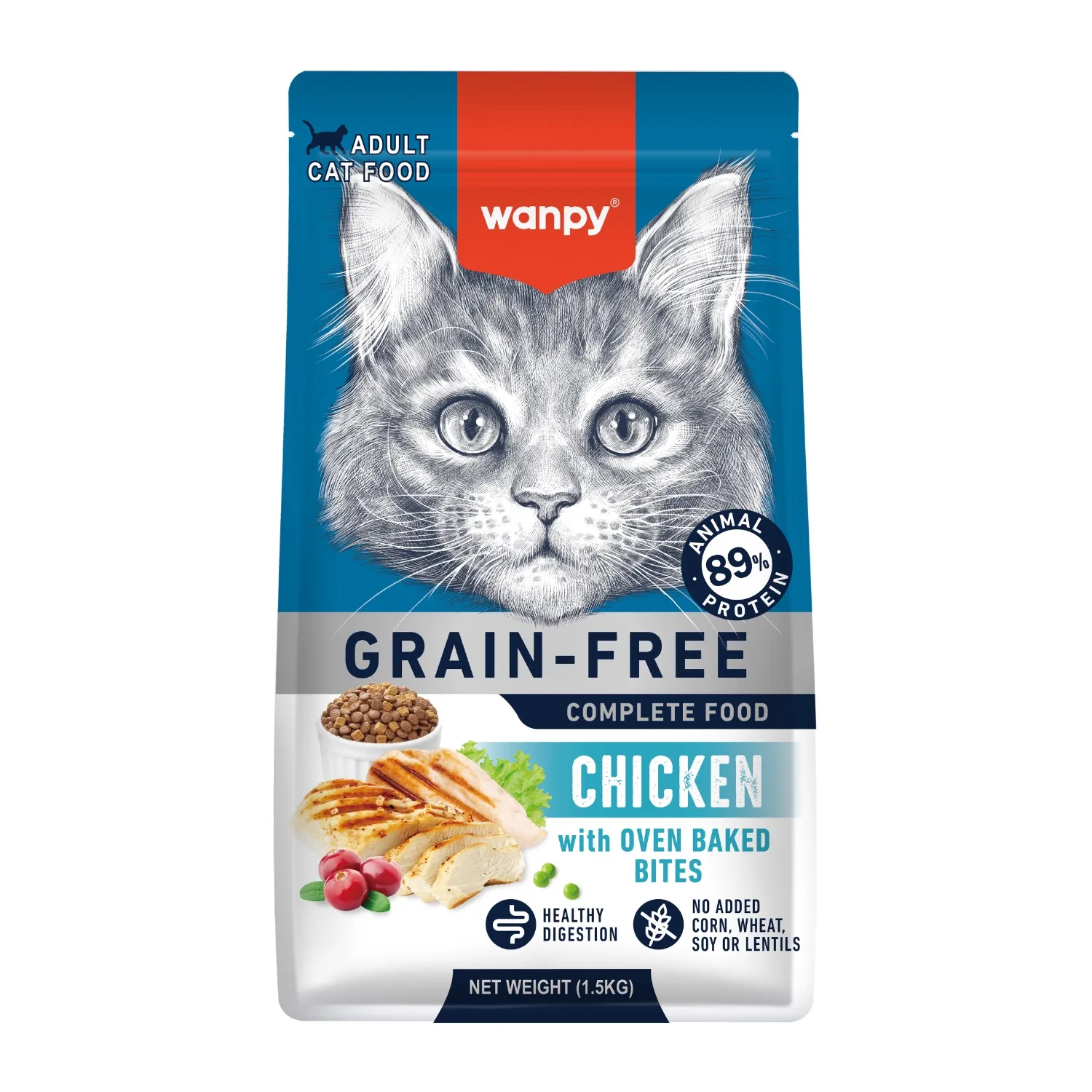 Сухой корм Wanpy Cat беззерновой с курицей для взрослых кошек 1,5 кг