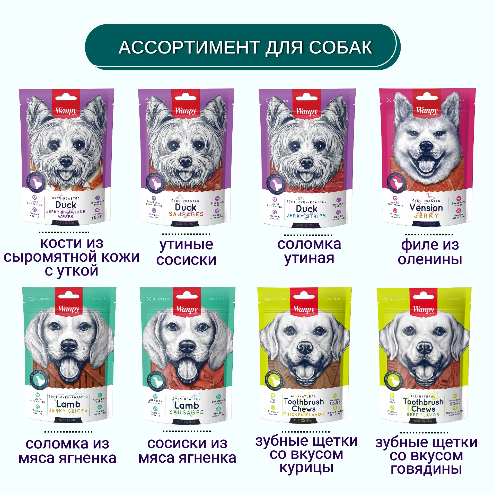 Wanpy Dog соломка из мяса ягненка 100 г