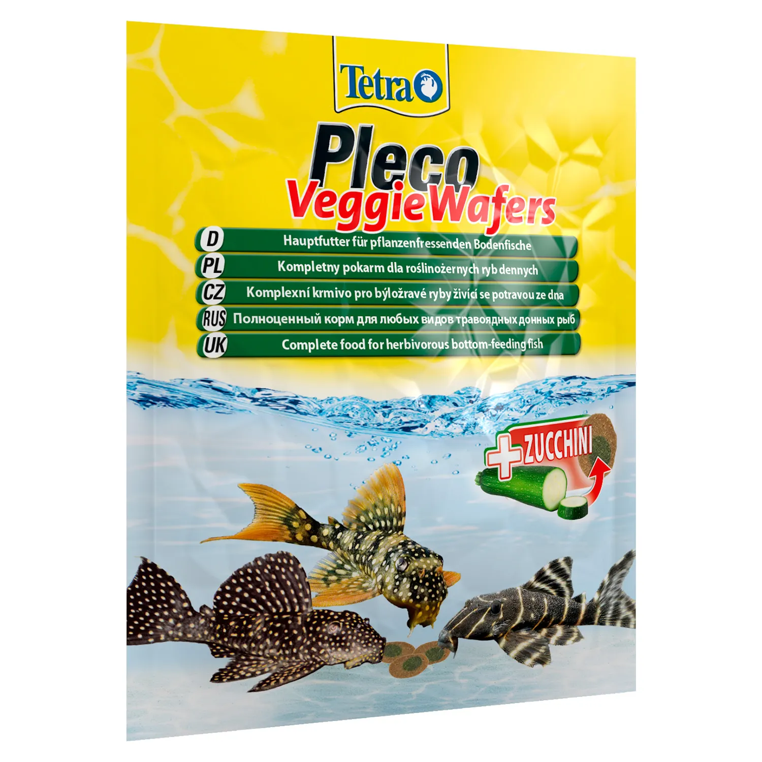 TetraPleco Veggie Wafers корм-пластинки с добавлением цуккини для донных рыб 15 г