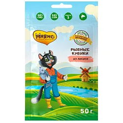 Лакомство Мнямс для кошек «рыбные кубики» из лосося линии Кот Федор "Фермерская Ярмарка" 50г Лакомство Мнямс для кошек «рыбные кубики» из лосося линии Кот Федор "Фермерская Ярмарка" 50г