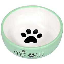 Миска Mr.Kranch керамическая для кошек MEOW 380 мл, зеленая