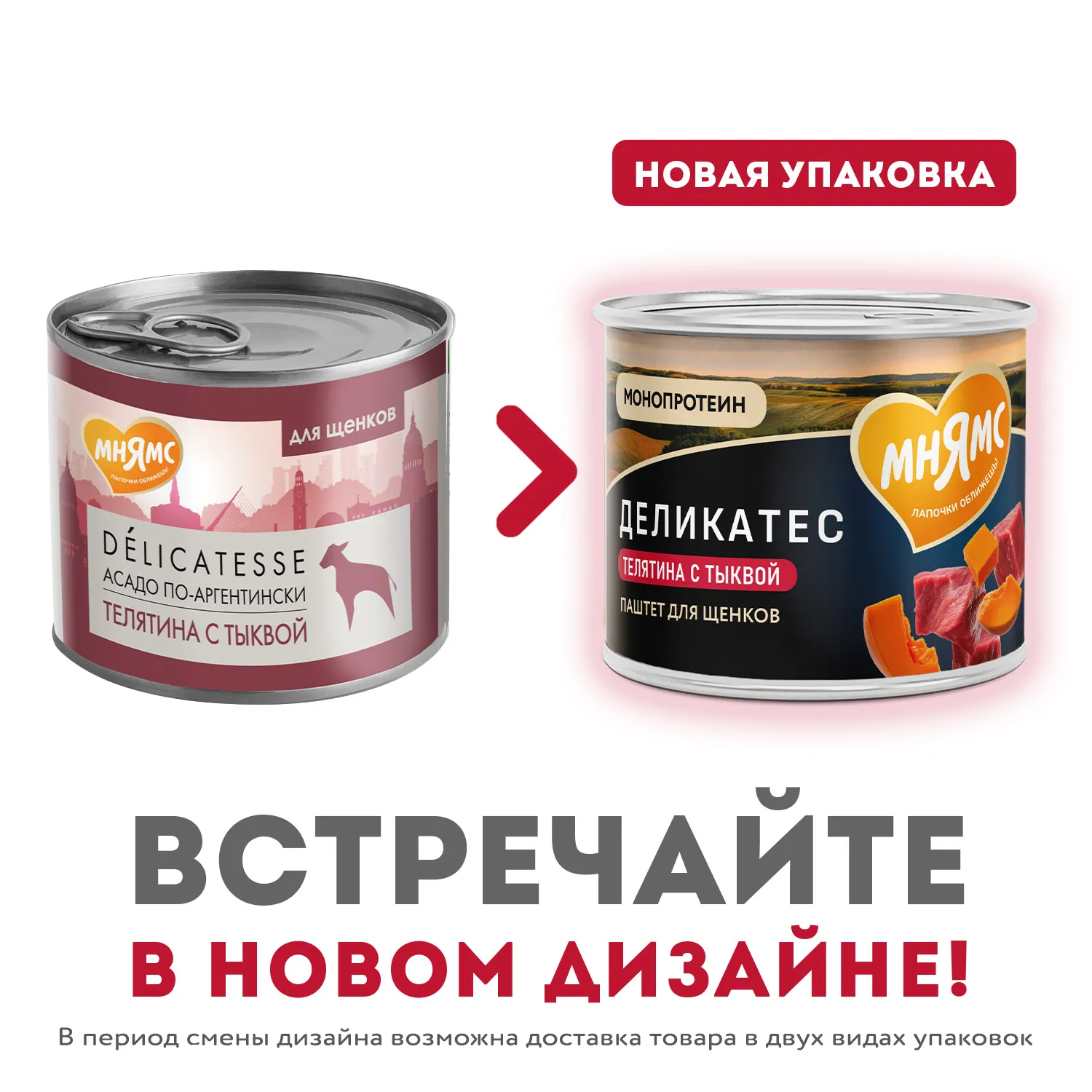 Влажный корм Мнямс Деликатес Паштет из телятины с тыквой для щенков всех пород "Асадо по-аргентински" 200 г