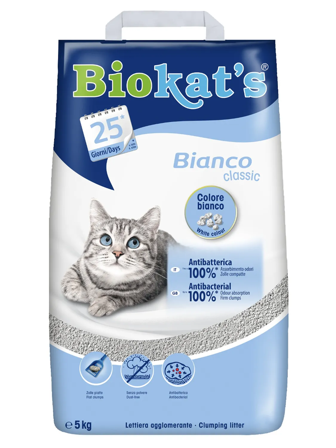 BIOKAT'S  BIANCO наполнитель комкующийся белый 5 кг СКИДКА 40%