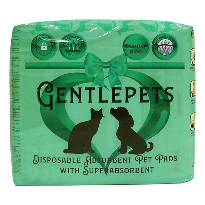 Подстилки впитывающие одноразовые для животных с суперабсорбентом т.з. "Gentlepets", 60х40см, 15шт. СКИДКА 20%