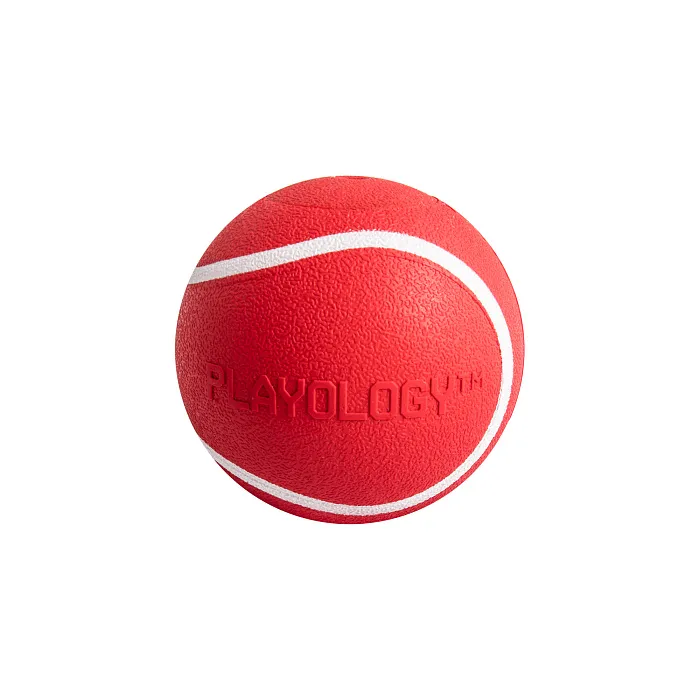 Playology жевательный мяч SQUEAKY CHEW BALL 8 см для собак средних и крупных пород с пищалкой и с ароматом говядины, цвет красный СКИДКА 50%