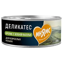 Влажный корм Мнямс Деликатес Кролик с зеленой фасолью для кошек "Паштет по-мальтийски" 100 г