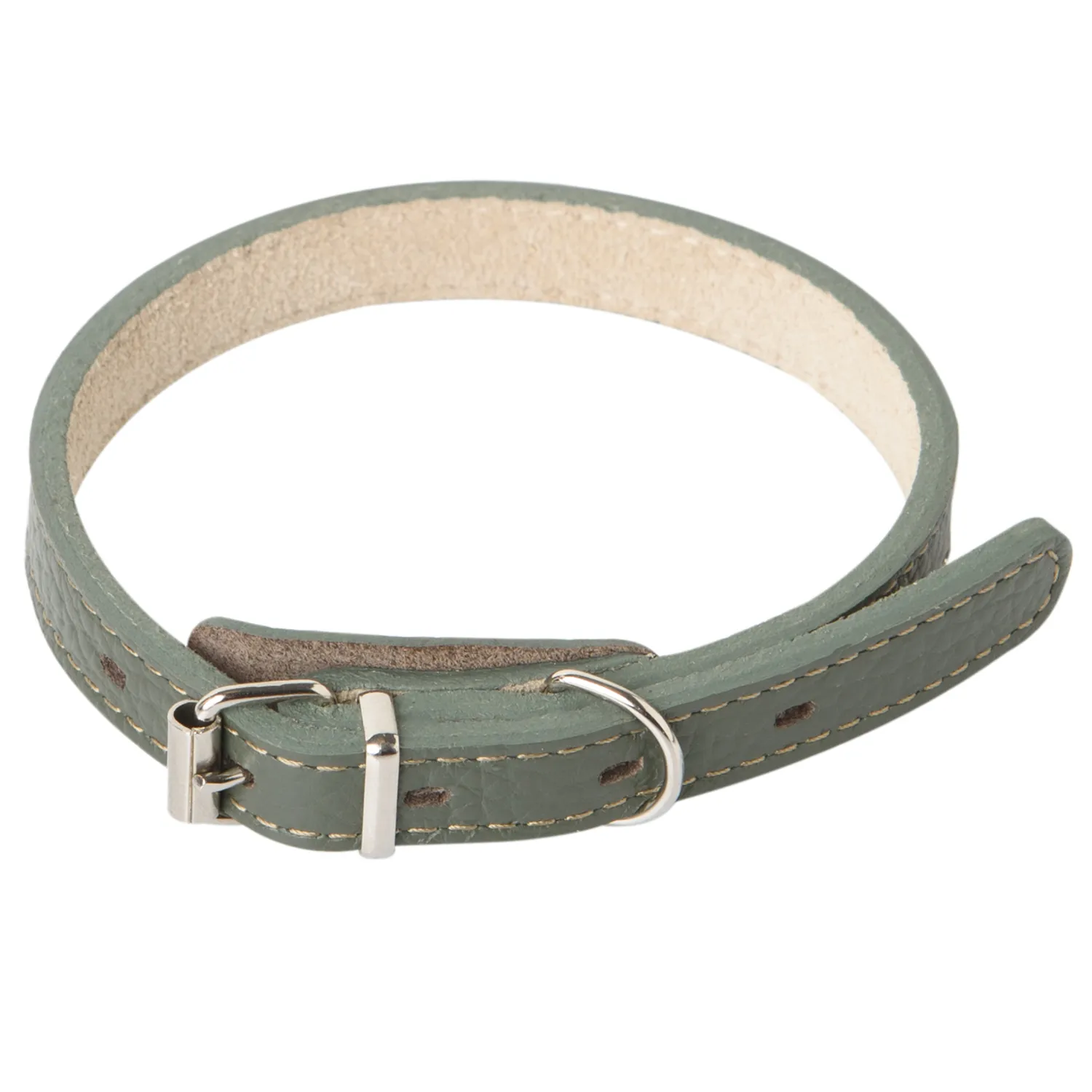 Ошейник Mr.Kranch для собак из натуральной кожи прямой 20-25см оливковый СКИДКА 40%