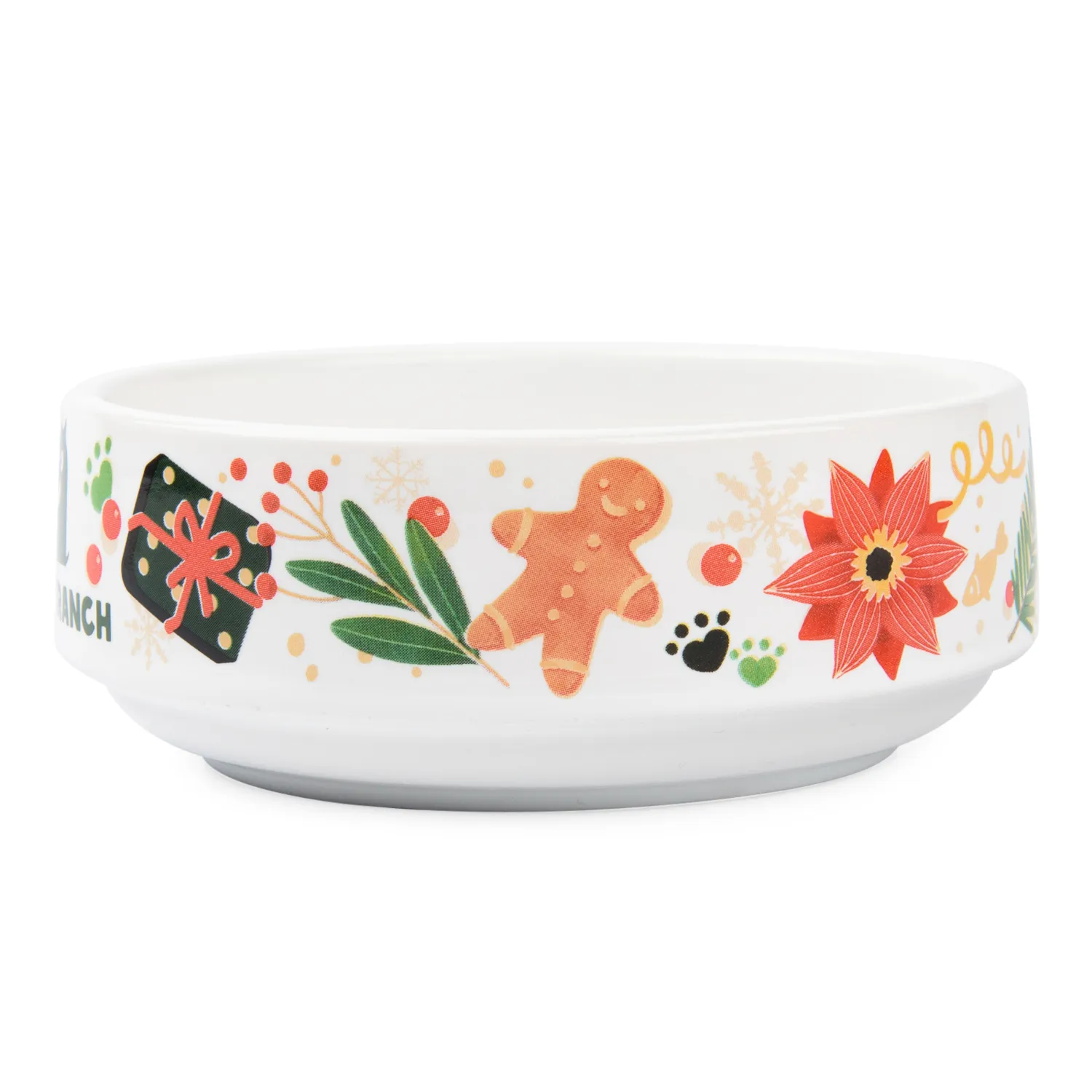 Миска Mr.Kranch для собак и кошек из фарфора Новогодняя 350мл белая СКИДКА 40%