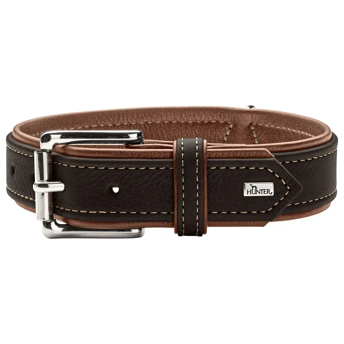 Ошейник Hunter Canadian UP для собак, обхват 50-56 см, длина 65 см, черный/коньячный