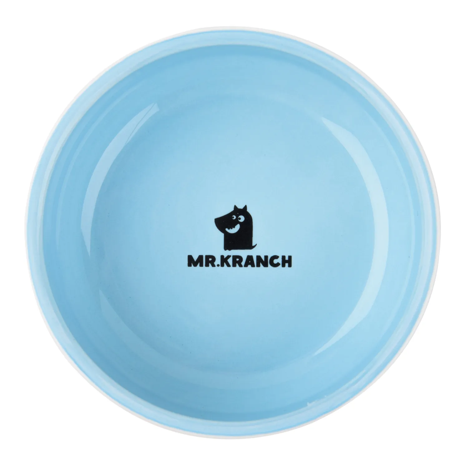 Миска Mr.Kranch для собак и кошек из фарфора Тропики 350мл голубая