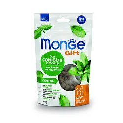 Лакомство Monge Gift Dental для кошек "Хрустящие подушечки с начинкой" с кроликом и перечной мятой для чистки зубов 60 г Лакомство Monge Gift Dental для кошек "Хрустящие подушечки с начинкой" с кроликом и перечной мятой для чистки зубов 60 г