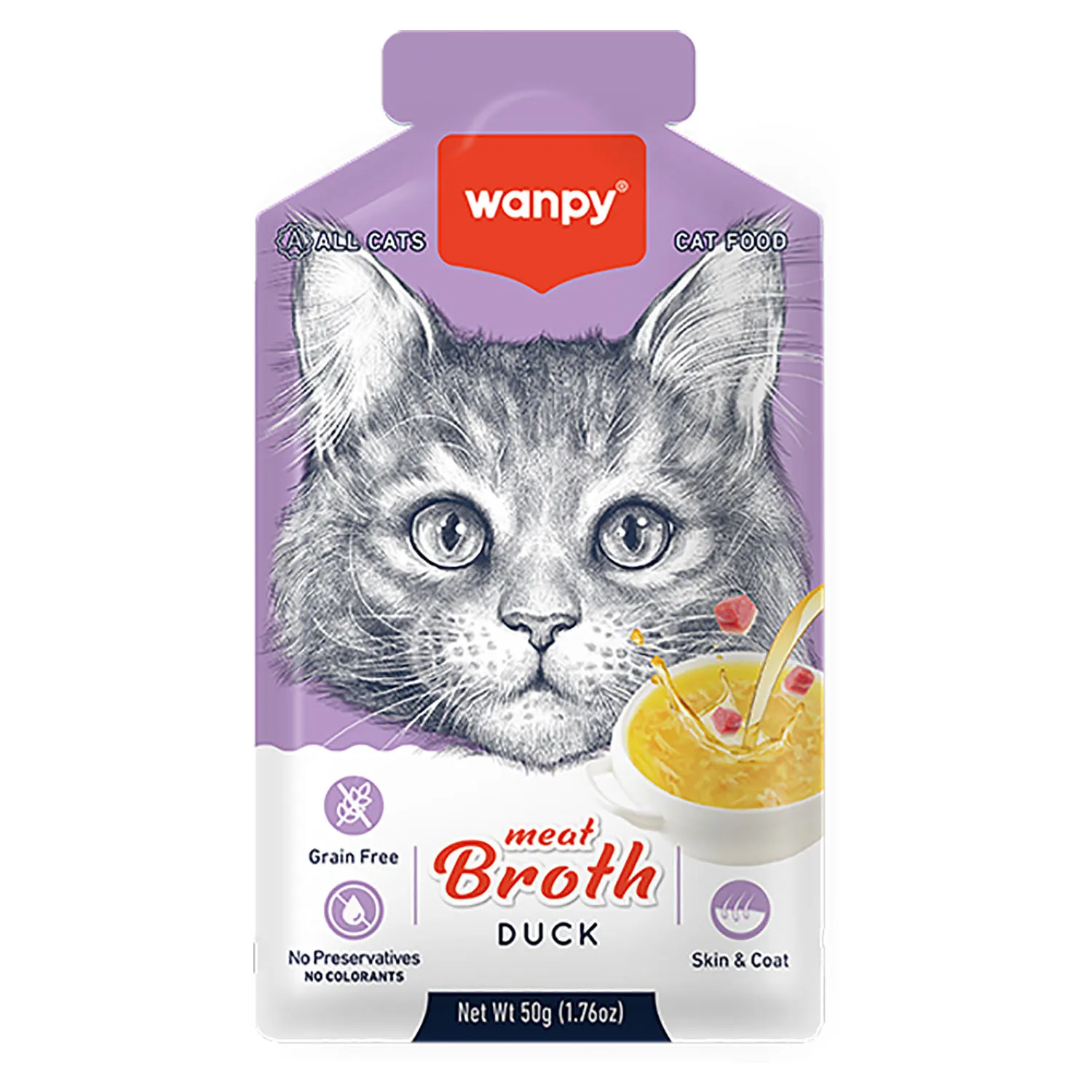Wanpy Cat Пауч для кошек "Бульон" с уткой 50 г