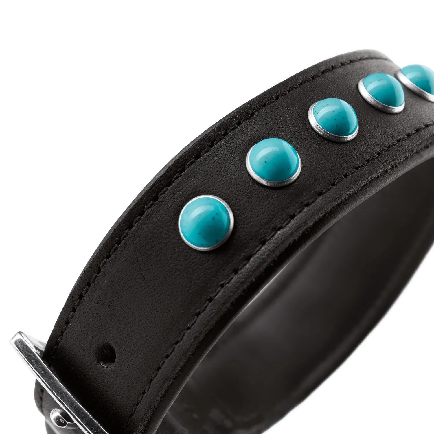 Hunter ошейник для собак Modica XS-S (24-30 см) натуральная кожа, черный, фурнитура с имитацией бирюзы СКИДКА 40%