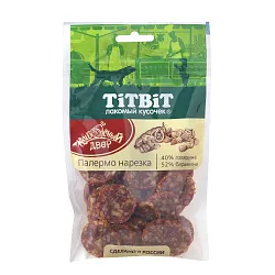 Лакомство TiTBiT Нарезка Палермо Колбасный двор для собак 80 г Лакомство TiTBiT Нарезка Палермо Колбасный двор для собак 80 г