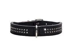 Hunter ошейник для собак Diamond petit 42 (35-39 см) кожа 2 ряда страз черный СКИДКА 50%