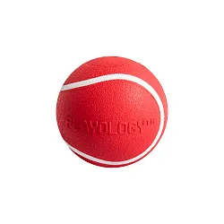 Playology жевательный мяч SQUEAKY CHEW BALL 8 см для собак средних и крупных пород с пищалкой и с ароматом говядины, цвет красный СКИДКА 50%