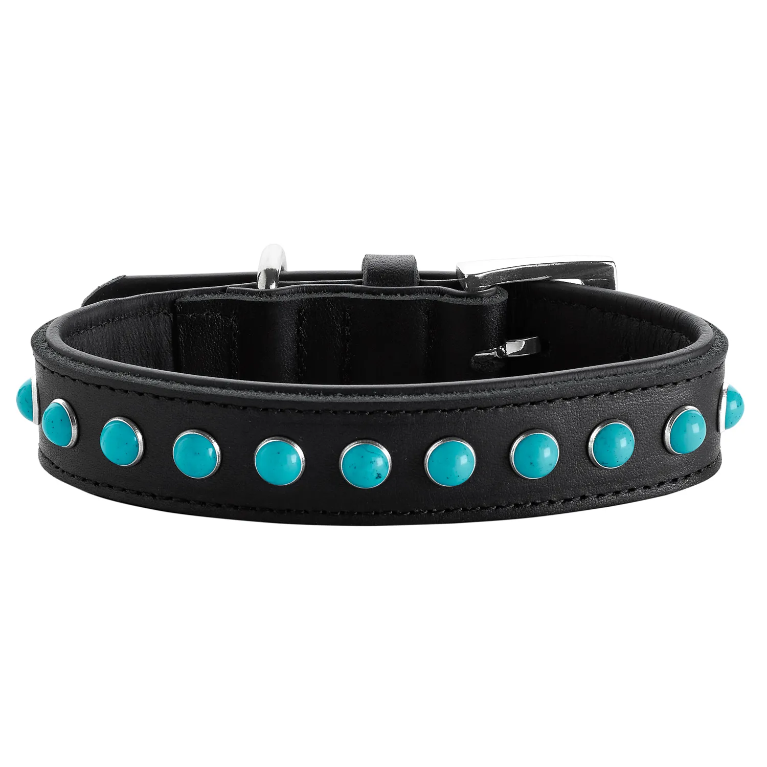 Hunter ошейник для собак Modica XS-S (24-30 см) натуральная кожа, черный, фурнитура с имитацией бирюзы СКИДКА 40%