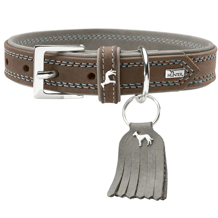 Hunter ошейник для собак Lucca Petit 32/3 (24-28 см) кожа, серый СКИДКА 50%